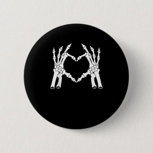 Halloween Skeleton Heart Hand Minimal Look Button