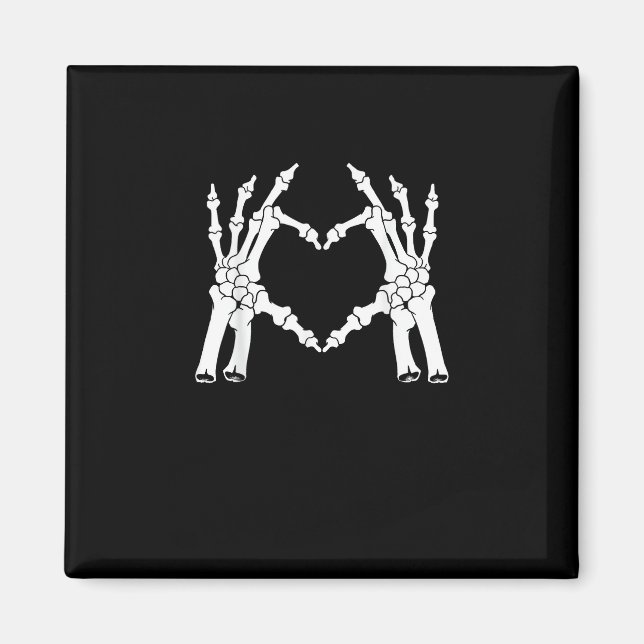 Halloween Skeleton Heart Hand Minimal Look Magnet (Front)