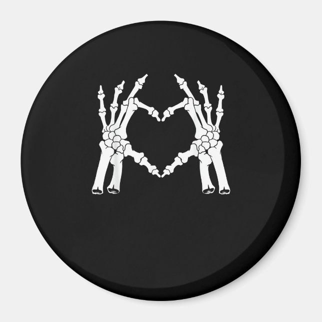 Halloween Skeleton Heart Hand Minimal Look Magnet (Front)