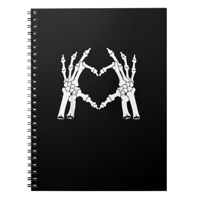 Halloween Skeleton Heart Hand Minimal Look Notebook (Front)
