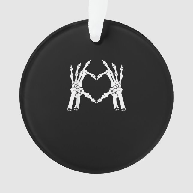 Halloween Skeleton Heart Hand Minimal Look Ornament (Front)