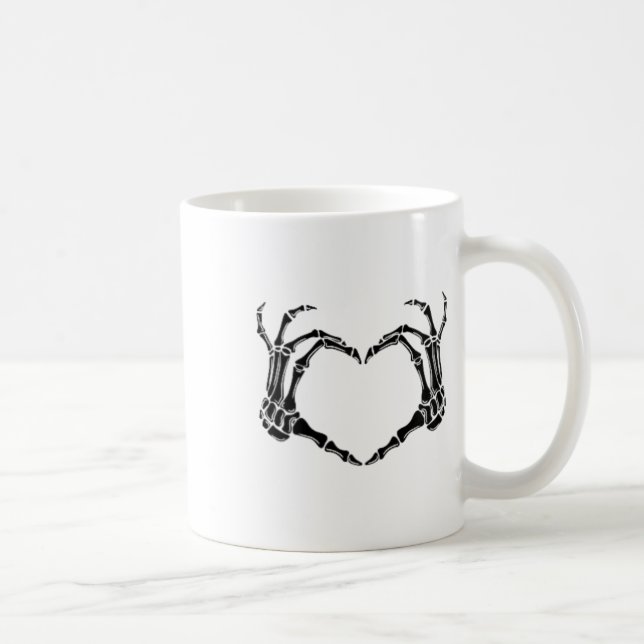 Halloween Skeleton Heart Hands  Coffee Mug (Right)