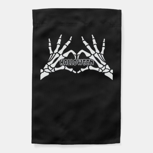 Halloween Skeleton Heart Hands Retro Style Garden Flag (Front)