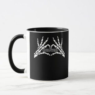 Halloween Skeleton Heart Hands Retro Style Mug