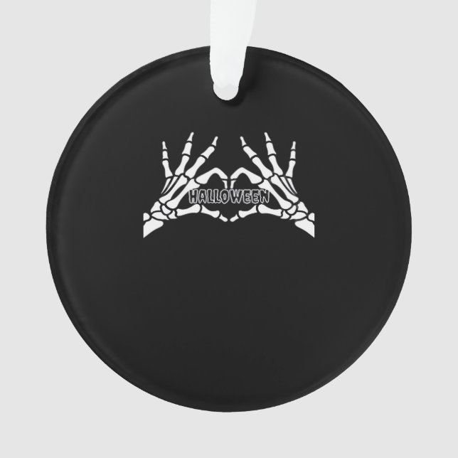 Halloween Skeleton Heart Hands Retro Style Ornament (Front)