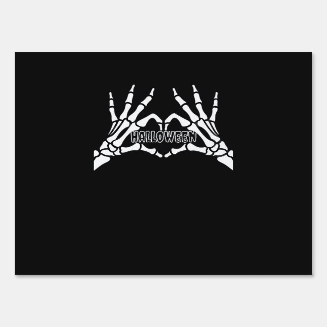 Halloween Skeleton Heart Hands Retro Style Sign (Front)