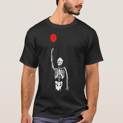 Halloween Skeleton Hold Balloon Halloween Costume T-Shirt