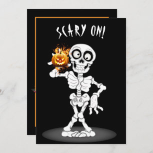 Halloween Skeleton Holding a Jack-o-lantern Invitation