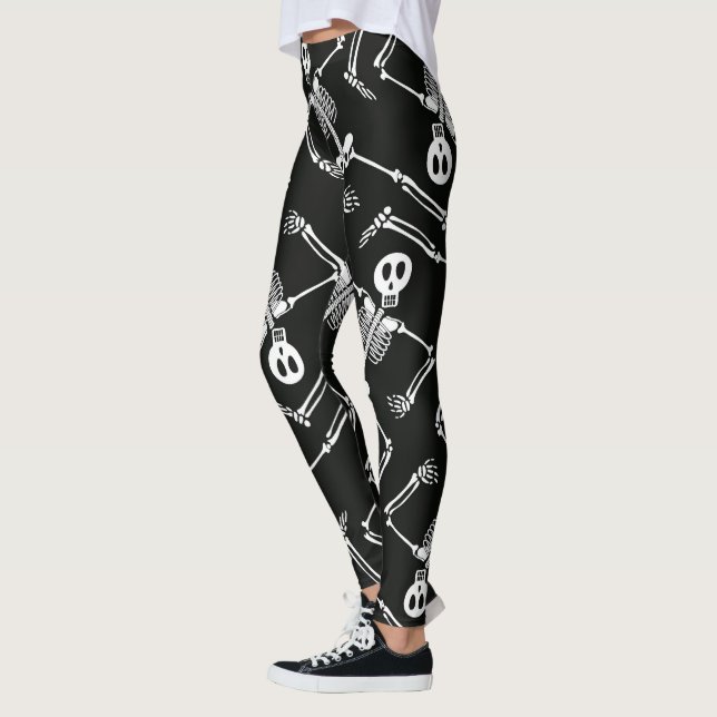 Halloween skeleton Holiday pattern leggings (Left)