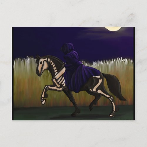 Halloween Skeleton Horse  Rider Postcard