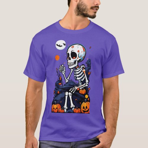 Halloween Skeleton in the Moonlight T_Shirt