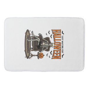 Halloween Skeleton Just Waiting Funny Vintage_1 Bath Mat