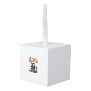 Halloween Skeleton Just Waiting Funny Vintage_1 Cube Ornament