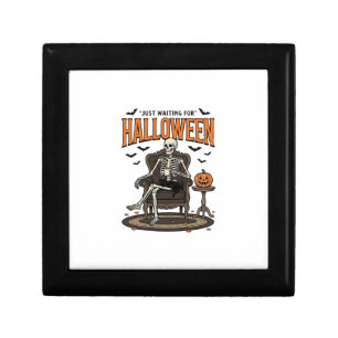 Halloween Skeleton Just Waiting Funny Vintage_1 Gift Box