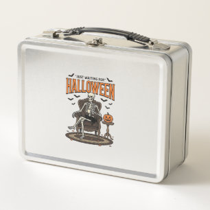 Halloween Skeleton Just Waiting Funny Vintage_1 Metal Lunch Box