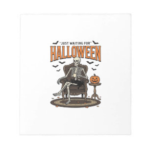 Halloween Skeleton Just Waiting Funny Vintage_1 Notepad