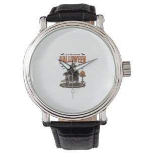 Halloween Skeleton Just Waiting Funny Vintage_1 Watch