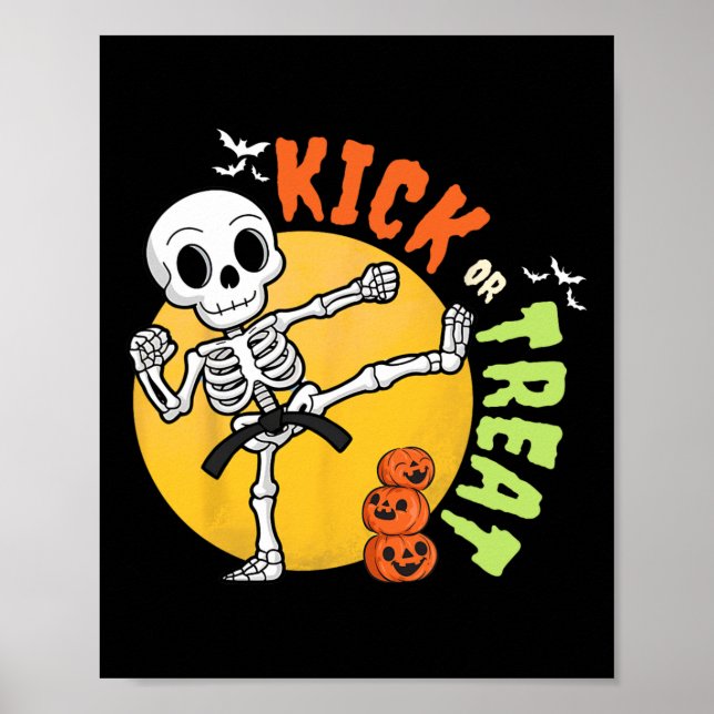 Halloween Skeleton Karate Kick Martial Art Taekwon Poster (Front)