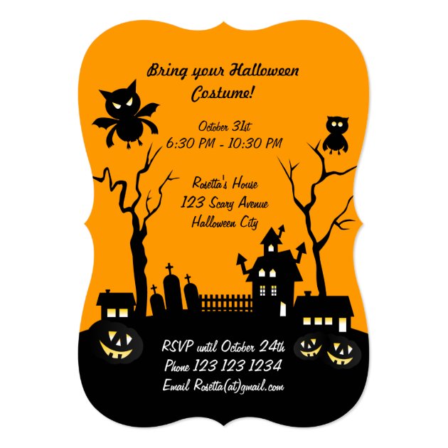 Halloween Skeleton Kid Goes Trick Or Treating Invitation