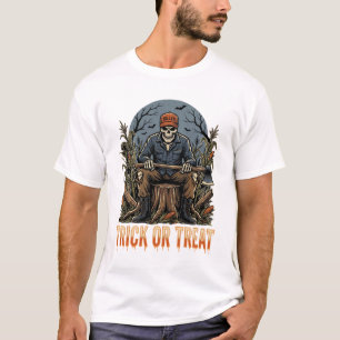 Halloween Skeleton Killer Trick or Treat Vector Ar T-Shirt