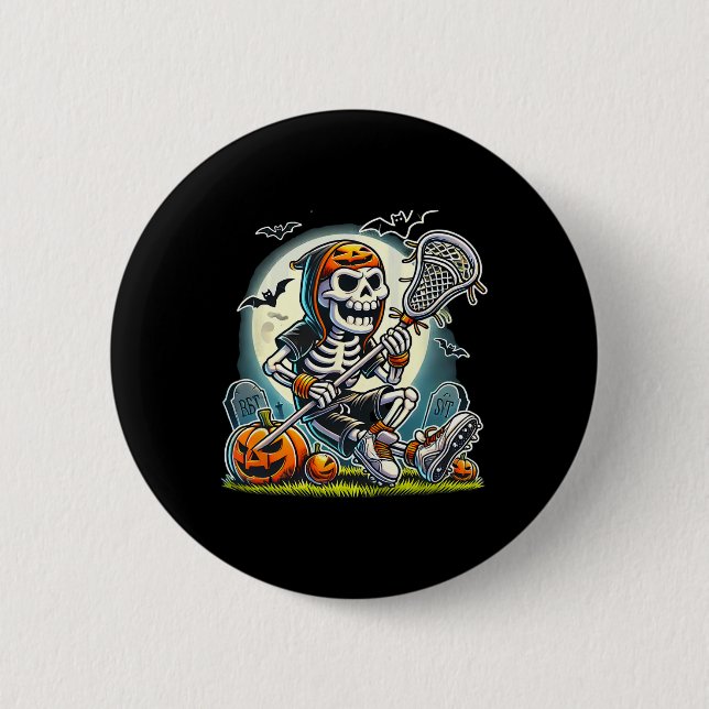 Halloween Skeleton Lacrosse  Button (Front)