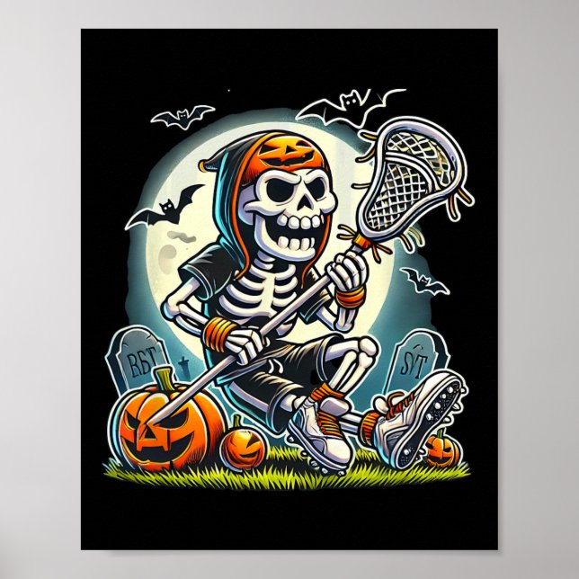 Halloween Skeleton Lacrosse  Poster (Front)