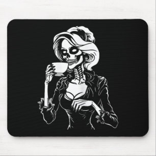 Halloween Skeleton Lazy Skull Drinking Coffee Cost Mouse Pad