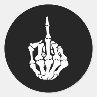 Halloween Skeleton Middle Finger Classic Round Sticker