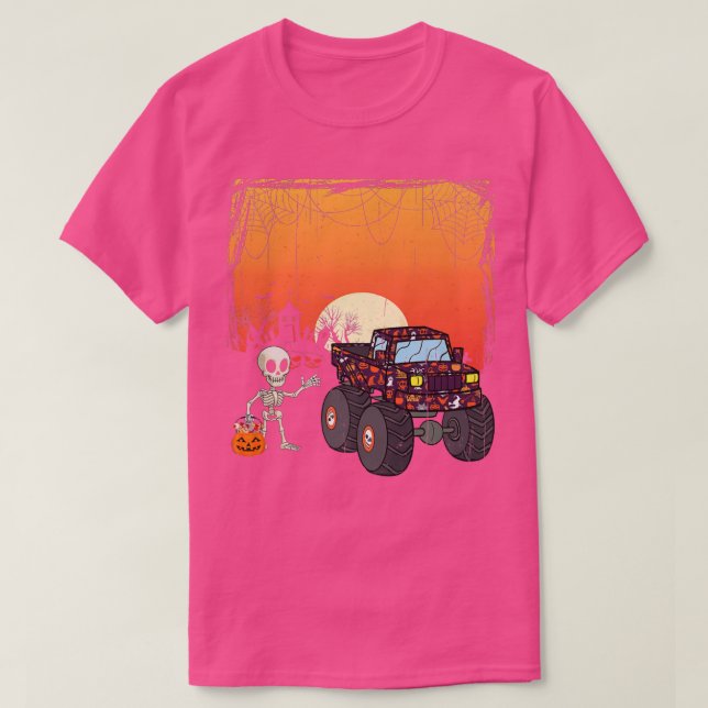 Halloween Skeleton Monster Truck For Boys Kids Hal T-Shirt (Design Front)