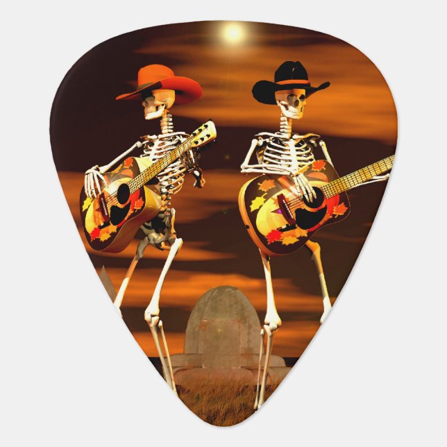 Halloween Skeleton Musicians Guitar Pick (Front)