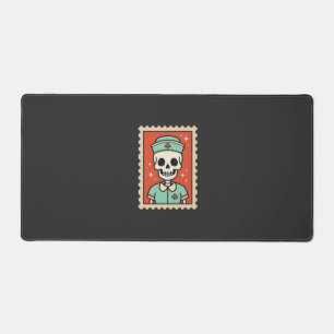 Halloween Skeleton Nurse Stamp Design_1 Desk Mat