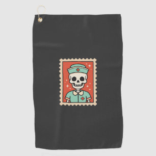 Halloween Skeleton Nurse Stamp Design_1 Golf Towel