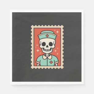 Halloween Skeleton Nurse Stamp Design_1 Napkins