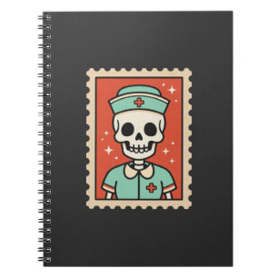 Halloween Skeleton Nurse Stamp Design_1 Notebook