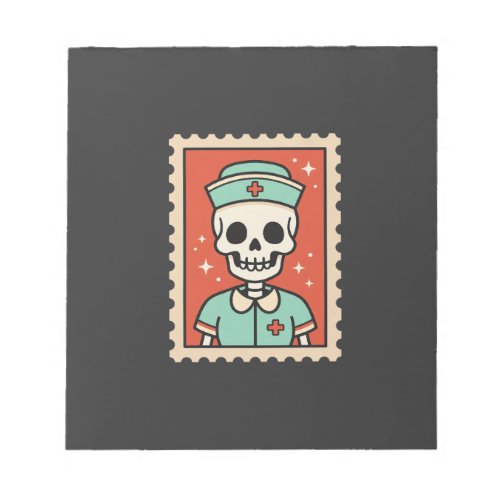 Halloween Skeleton Nurse Stamp Design_1 Notepad