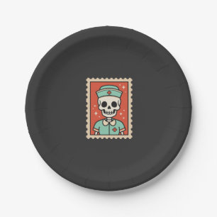 Halloween Skeleton Nurse Stamp Design_1 Paper Plates