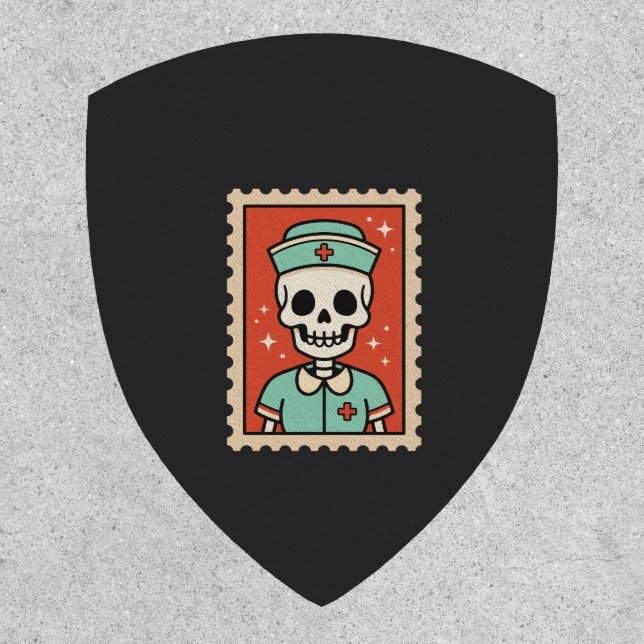 Halloween Skeleton Nurse Stamp Design_1 Patch (Front)