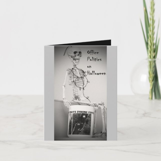 Halloween Skeleton Office Union Coffee Break Card (Front)