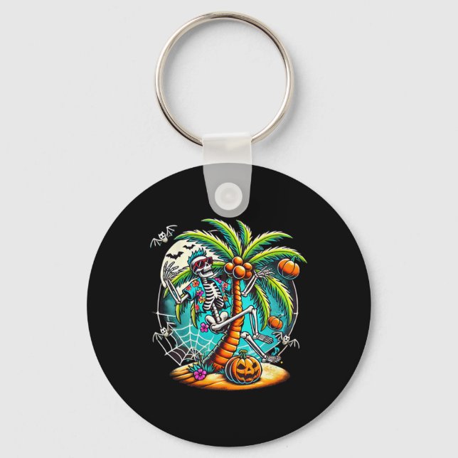 Halloween Skeleton Palm Tree  Keychain (Front)