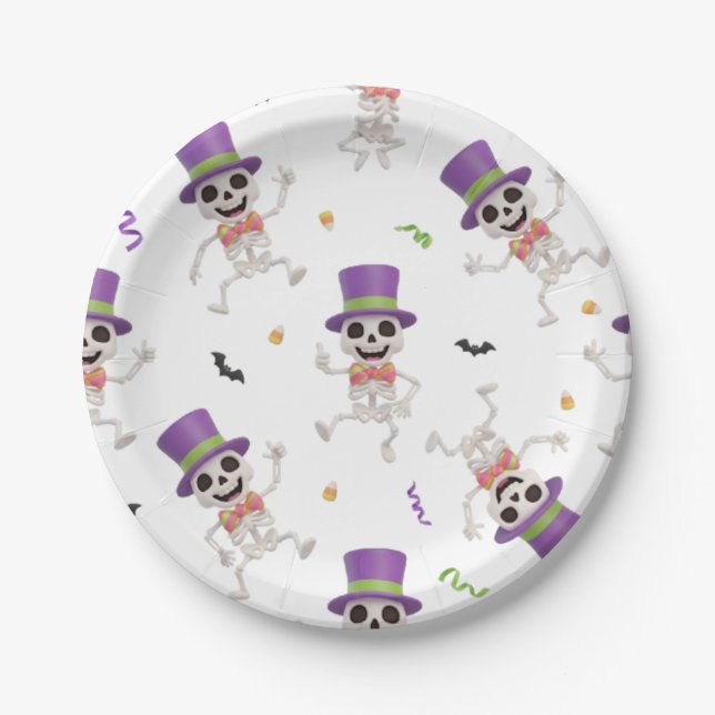 HALLOWEEN SKELETON PAPER PLATES (Front)