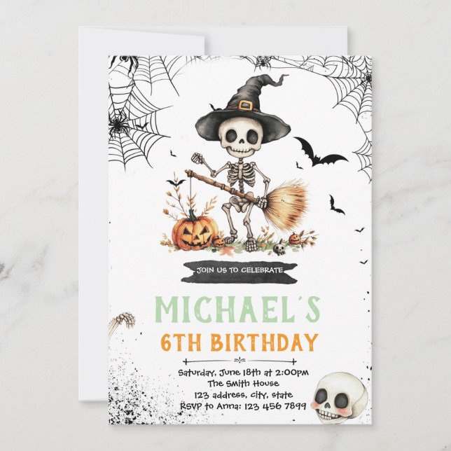 Halloween skeleton party invitation (Front)