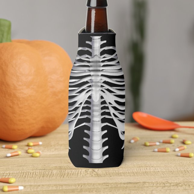 Halloween Skeleton Party Rib Cage Bottle Cooler (A fun skeleton themed bottle cooler with space for your name)