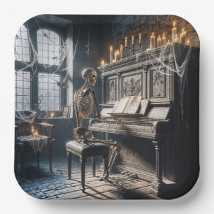 Halloween Skeleton Pianist Paper Plates