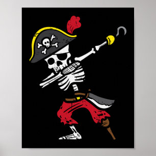 Halloween Skeleton Pirate Dab Costume Boy Kids Tod Poster
