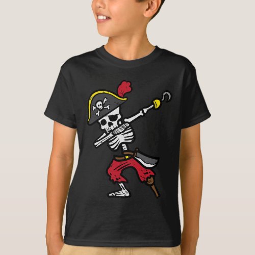 Halloween Skeleton Pirate Dab Costume Boy Kids Tod T_Shirt