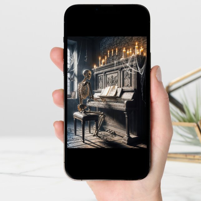 Halloween Skeleton Playing a Piano Card (Front Digital)