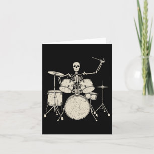 Halloween Skeleton Playing Drum Cute Funny Drums G Card