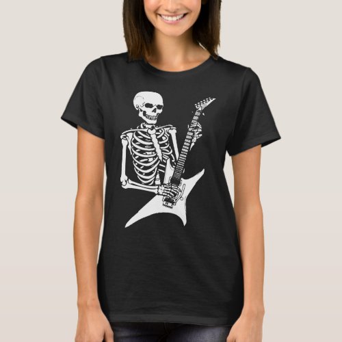Halloween skeleton playing guitar electric Classic T_Shirt