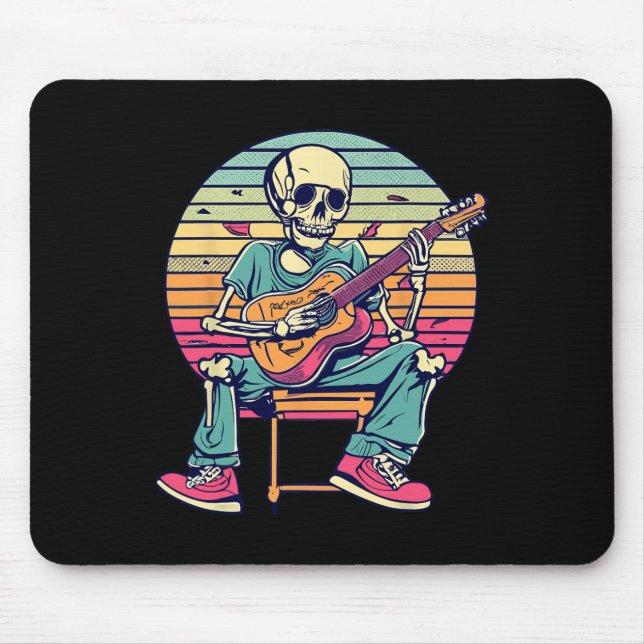 Halloween Skeleton Playing Guitar Rock And Roll Nd Mouse Pad (Front)