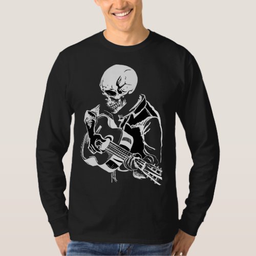 Halloween Skeleton Playing Guitar _ Rock And Roll  T_Shirt